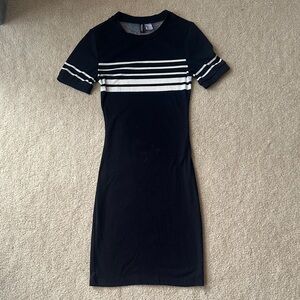 H&M Black Dress with White Stripes